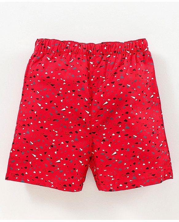 Babyhug Woven Boxers Multi Print Pack of 3 - Blue Red
