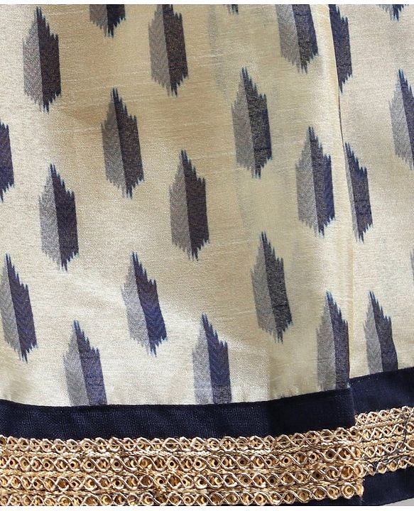 Babyhug Sleeveless Embroidered Choli Lehenga and Dupatta Set All Over Printed - Royal Blue Cream - 18-24m Off White/Cream