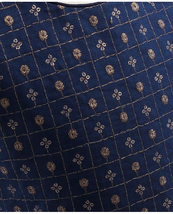 Babyhug Sleeveless Embroidered Choli Lehenga and Dupatta Set All Over Printed - Royal Blue Cream - 18-24m Off White/Cream