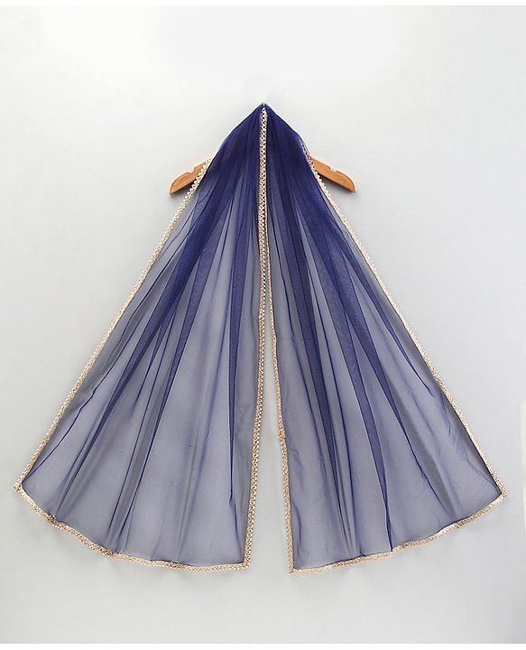 Babyhug Sleeveless Embroidered Choli Lehenga and Dupatta Set All Over Printed - Royal Blue Cream - 18-24m Off White/Cream