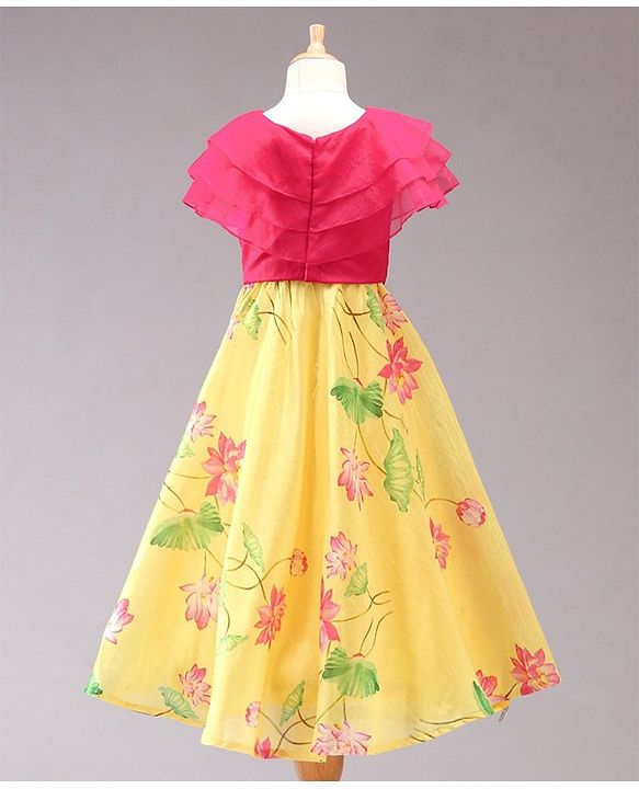 Babyhug Half Sleeves Top and Skirt Printed - Yellow - 18-24m Yellow