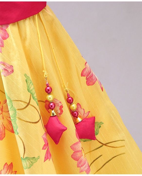 Babyhug Half Sleeves Top and Skirt Printed - Yellow - 18-24m Yellow