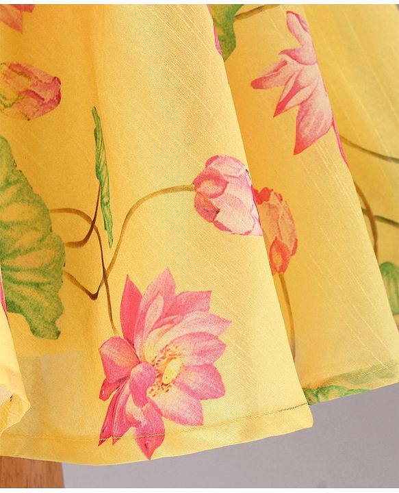 Babyhug Half Sleeves Top and Skirt Printed - Yellow - 18-24m Yellow