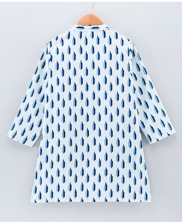 Babyhug Full Sleeves Cotton Kurta & Pyjama Set Printed - Navy Blue