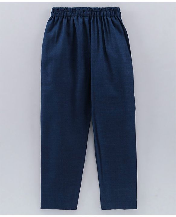 Babyhug Full Sleeves Cotton Kurta & Pyjama Set Printed - Navy Blue