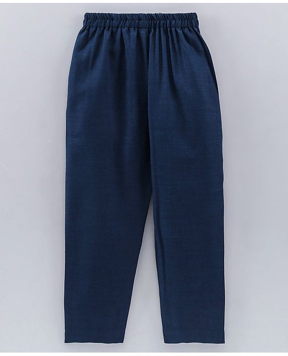 Babyhug Full Sleeves Cotton Kurta & Pyjama Set Printed - Navy Blue - 5-6Y Blue