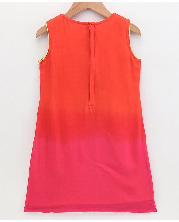 Babyhug Sleeveless Kurti Churidar Set with Dupatta Sequin- Red