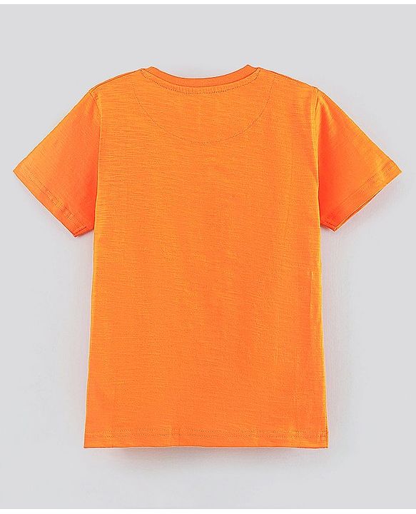 Pine Kids Bio Washed Half Sleeves T Shirt Text Print - Orange