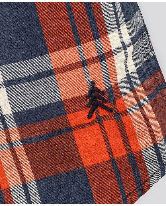 Pine Kids Full Sleeves Shirt Checks Print - Orange