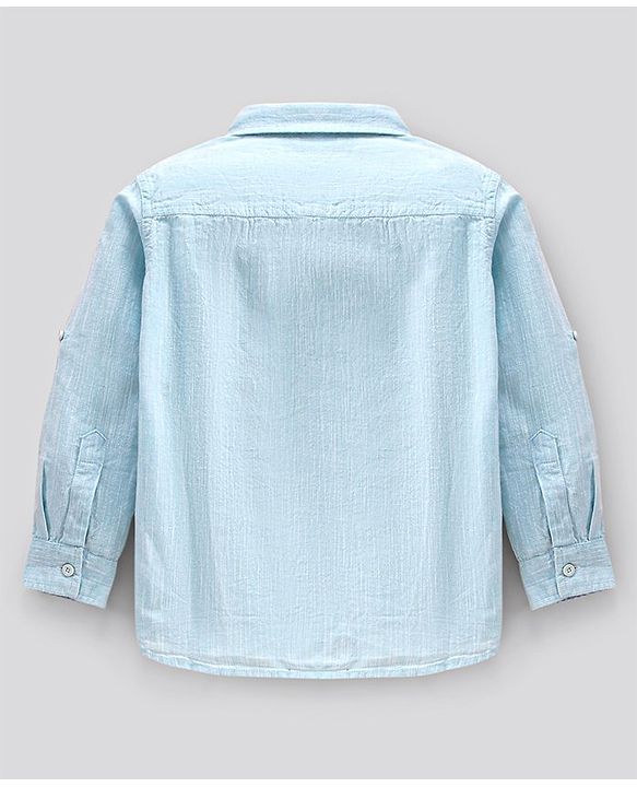 Pine Kids Full Sleeves Softener Washed Linen Shirt - Light Blue