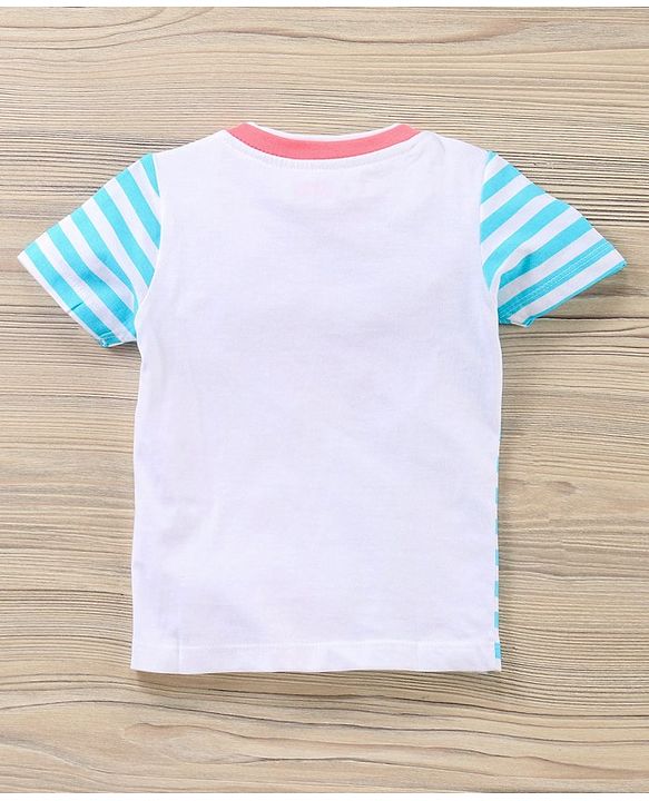 Babyhug Half Sleeves T-Shirt & Shorts Stripes & Car Print - White Pink