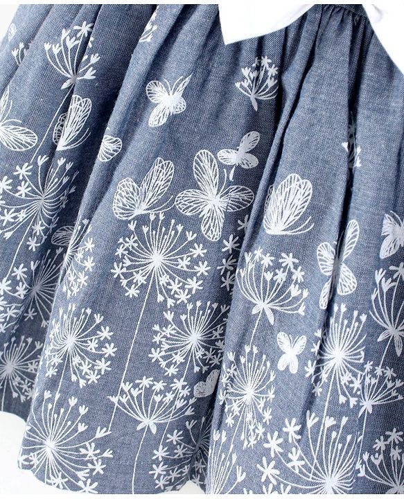 Babyhug Cap Sleeves Frock Floral Print- Blue