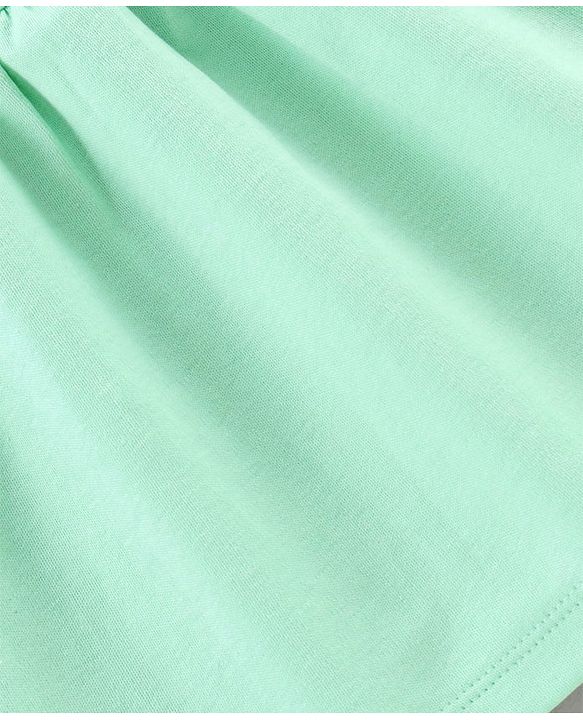 Babyhug 100% Cotton Singlet Sleeves Solid Frock With Bloomer - Mint