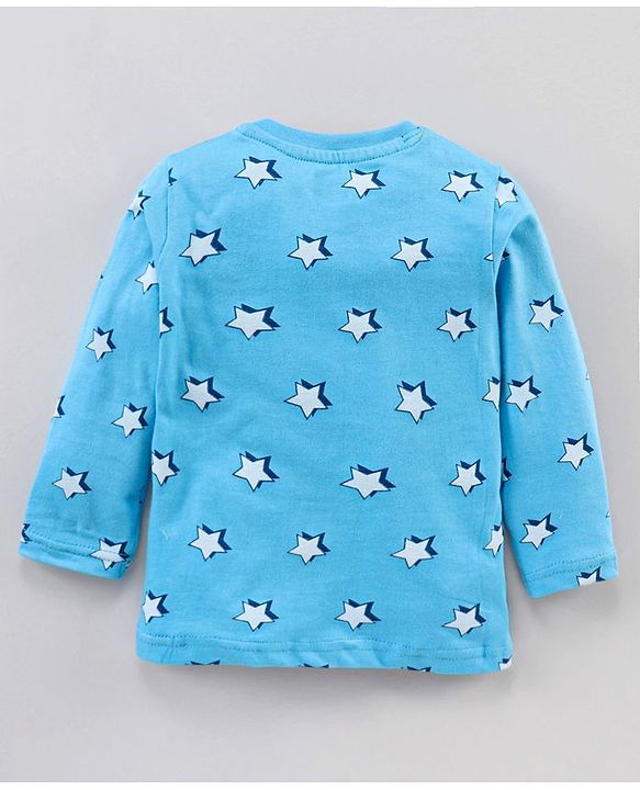 Babyhug Full Sleeves Pyjama Set Text & Star Print - Blue