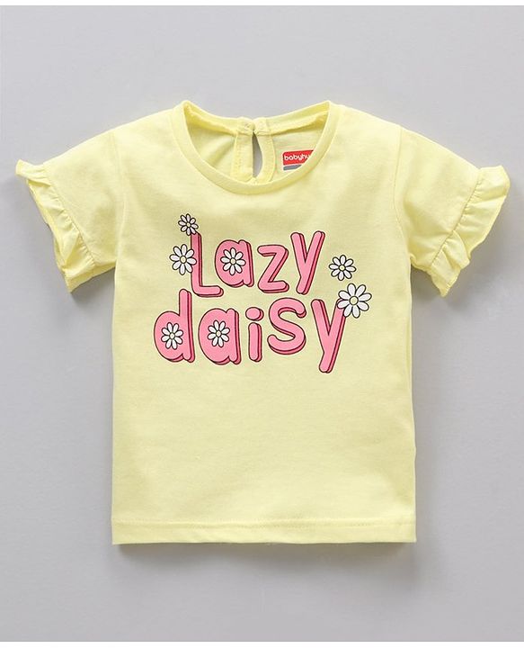 Babyhug Cotton Half Sleeves Pajama Set Text Printed - Pink Yellow