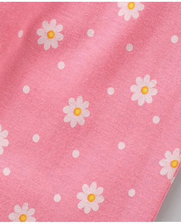 Babyhug Cotton Half Sleeves Pajama Set Text Printed - Pink Yellow
