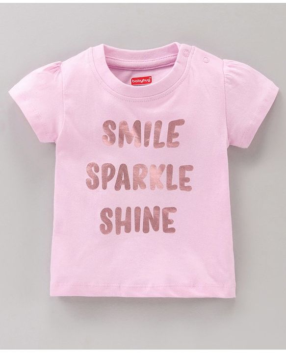 Babyhug Cotton Half Sleeves Pajama Set Text Printed - Pink White