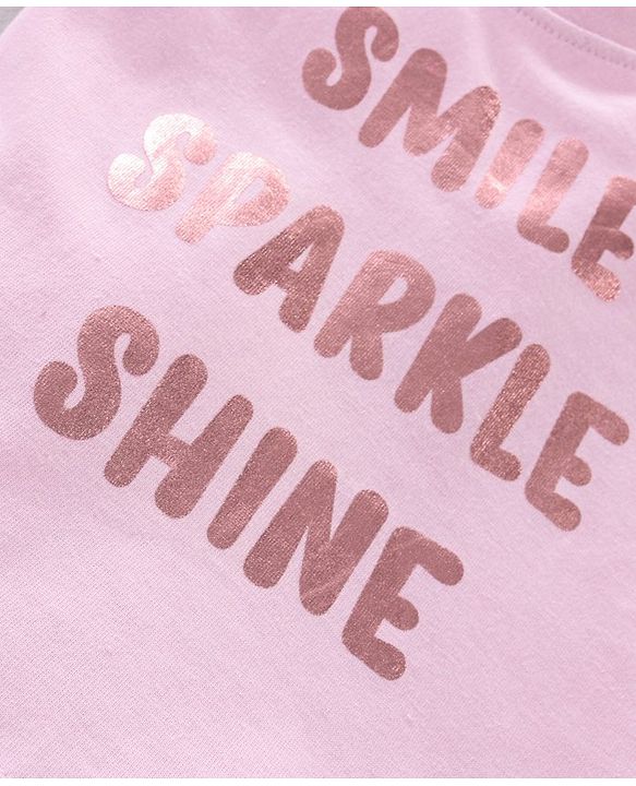 Babyhug Cotton Half Sleeves Pajama Set Text Printed - Pink White