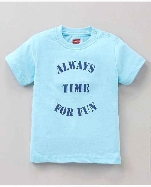 Babyhug Half Sleeves Pyjama Set Checks & Text Print- Blue
