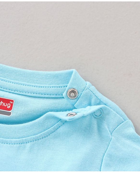 Babyhug Half Sleeves Pyjama Set Checks & Text Print- Blue