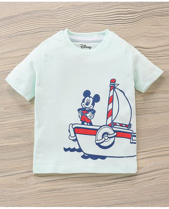 Babyhug Half Sleeves T-Shirt and Shorts Set Mickey Mouse Print- Blue Navy