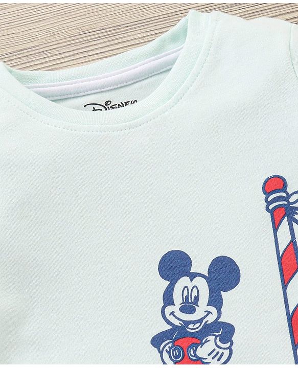 Babyhug Half Sleeves T-Shirt and Shorts Set Mickey Mouse Print- Blue Navy