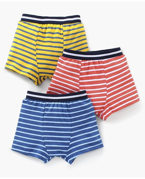 Babyhug Stripe Briefs Pack of 3 - Yellow Red Royal Blue