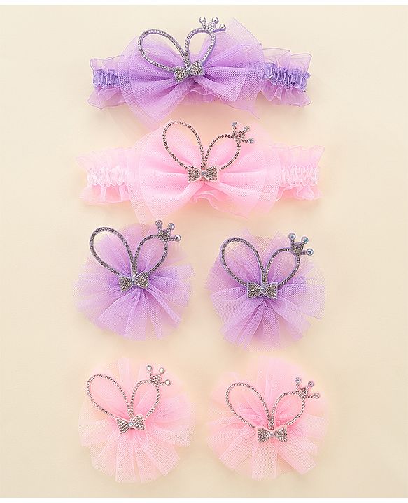 Babyhug Hair Accessories Combo Sets - Pink & Purple