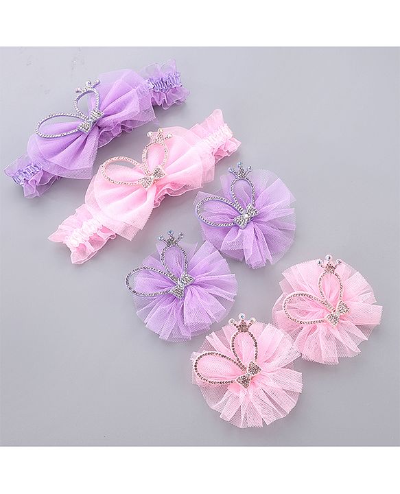 Babyhug Hair Accessories Combo Sets - Pink & Purple