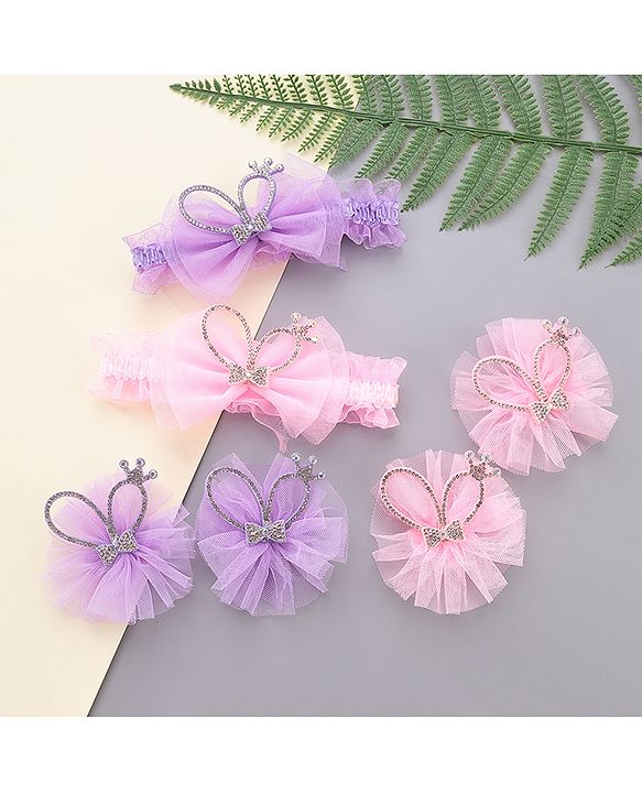 Babyhug Hair Accessories Combo Sets - Pink & Purple