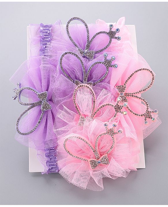 Babyhug Hair Accessories Combo Sets - Pink & Purple