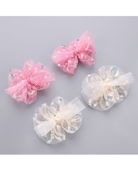 Babyhug Hair Accessories Combo Pack of 6 - Pink & White