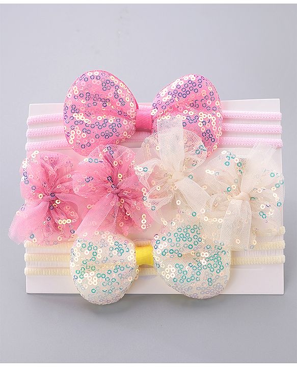 Babyhug Hair Accessories Combo Pack of 6 - Pink & White