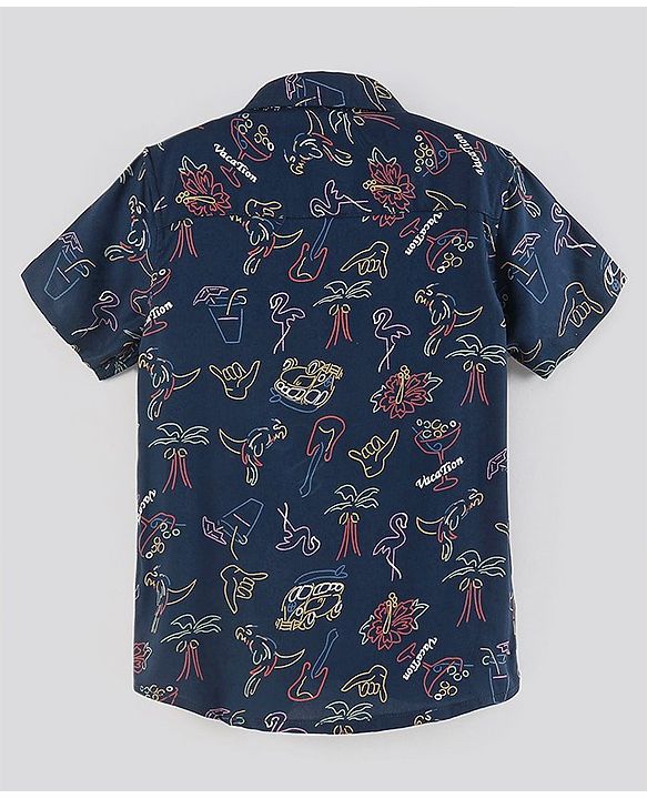 Pine Kids Half Sleeves Shirt All Over Print - Navy Blue