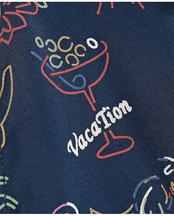 Pine Kids Half Sleeves Shirt All Over Print - Navy Blue