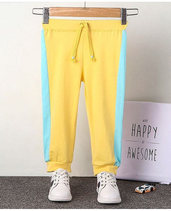 Babyhug Full Length Loungepants Side Stripes Print - Yellow