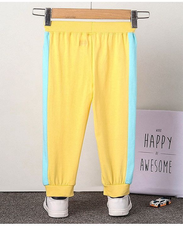 Babyhug Full Length Loungepants Side Stripes Print - Yellow