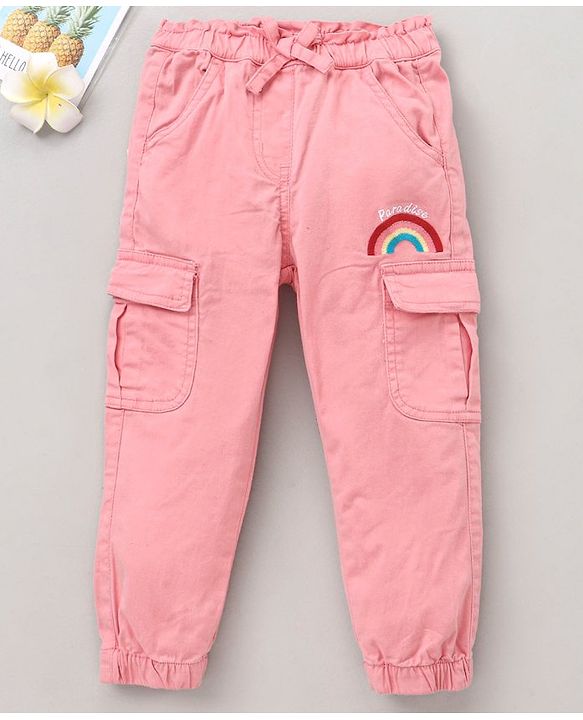 Babyhug Woven Full Length Trousers - Pink