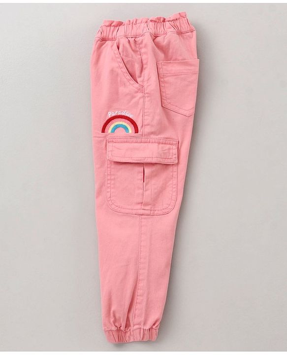 Babyhug Woven Full Length Trousers - Pink