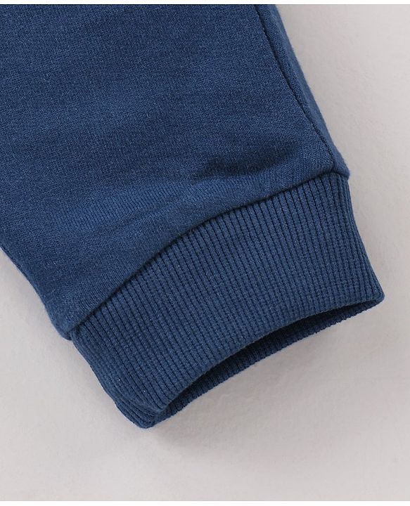 Babyhug Knit Lounge Pants Placement Print - Yellow Navy Blue