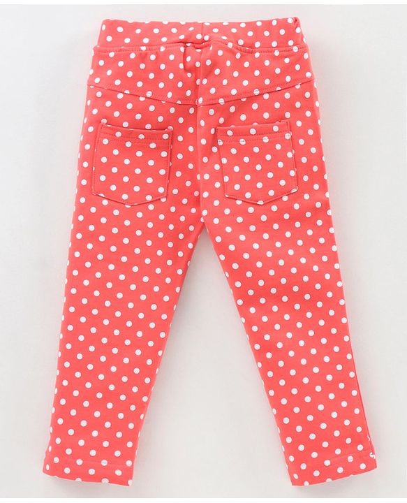 Babyhug Full Length Jeggings Polka Print - Red