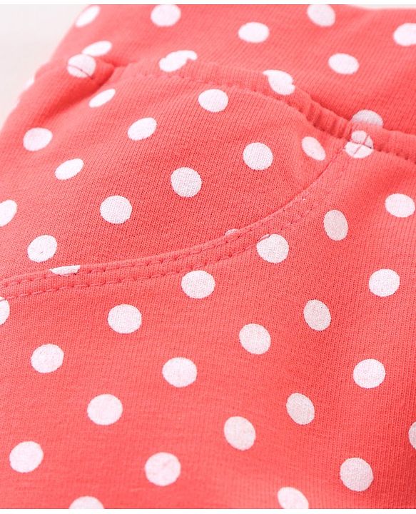 Babyhug Full Length Jeggings Polka Print - Red
