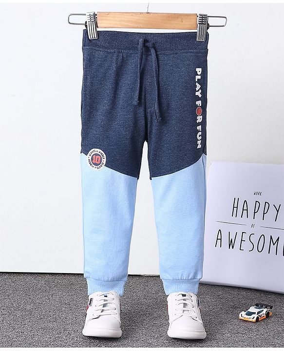 Babyhug Full Length Lounge Pant Text Print - Blue