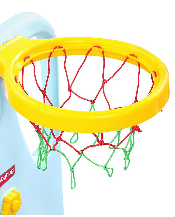 Babyhug 3-in-1 Swing And  Slide With Basketball Hoop -Blue & Yellow | Triple-Play Fun With Smooth Safe Slide  & Adjustable Hoop | Outdoor Active Leisure | enhances coordination, balance| BIS Certified