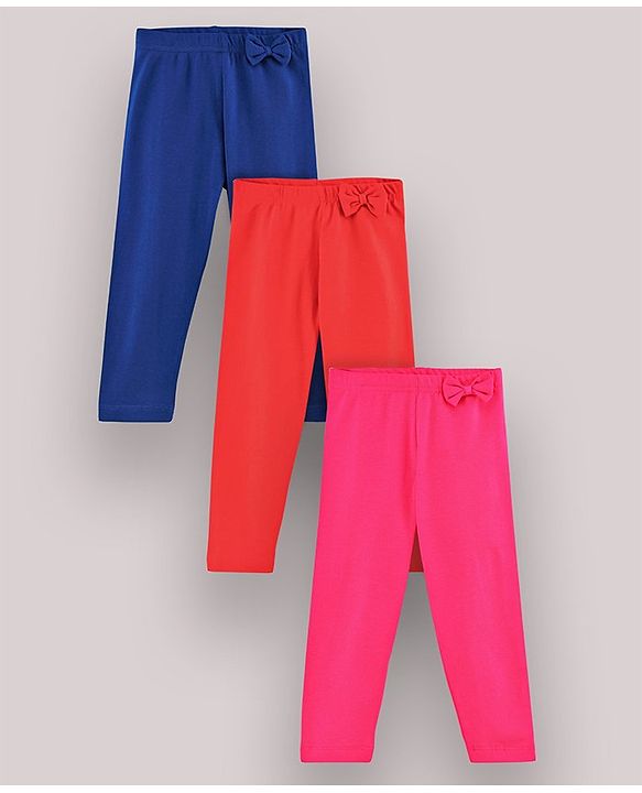 Babyhug Full Length Leggings Solid Color - Red Blue Pink