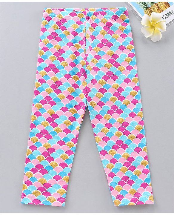 Babyhug Knit Leggings Scales Print - Multicolor