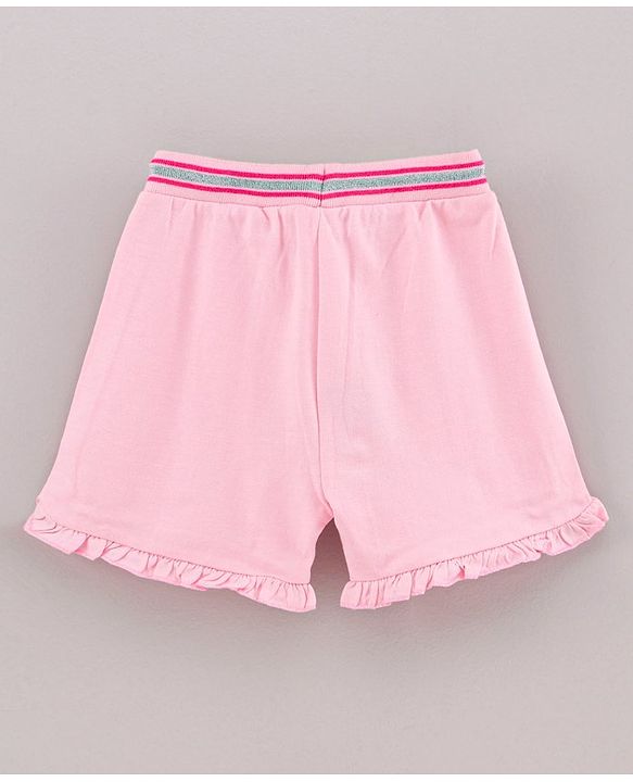 Babyhug Knit Shorts Star Print - Pink