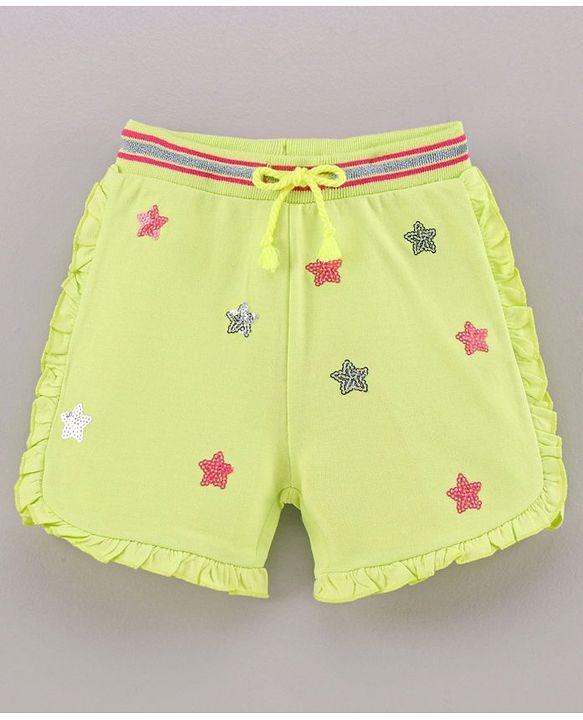 Babyhug Knit Shorts Star Print - Lemon Yellow