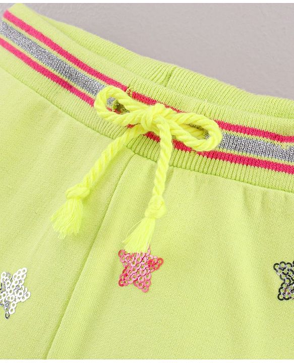 Babyhug Knit Shorts Star Print - Lemon Yellow