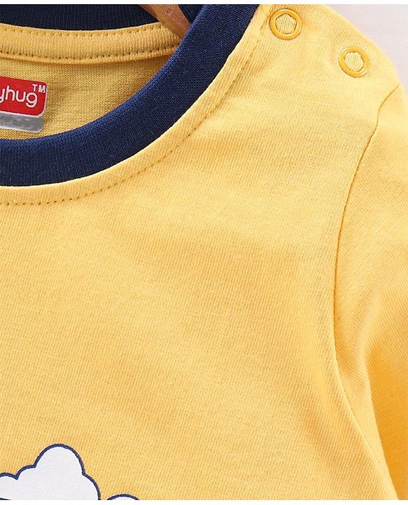 Babyhug Half Sleeves Shorts Night Suit Dino Print - Yellow